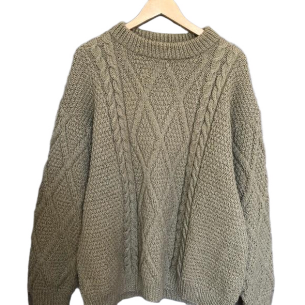 Elegant Olive Cable Knit Sweater